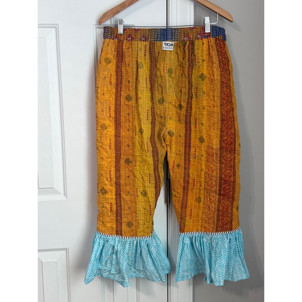Kantha Patchwork Wide Leg Quilted Bloomer Pants OS Reversible Boho One Of A Kind - Picture 9 of 16